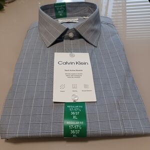Calvin Klein New Size 17-17 1/2  36-37 XL Men's Blue Shirt